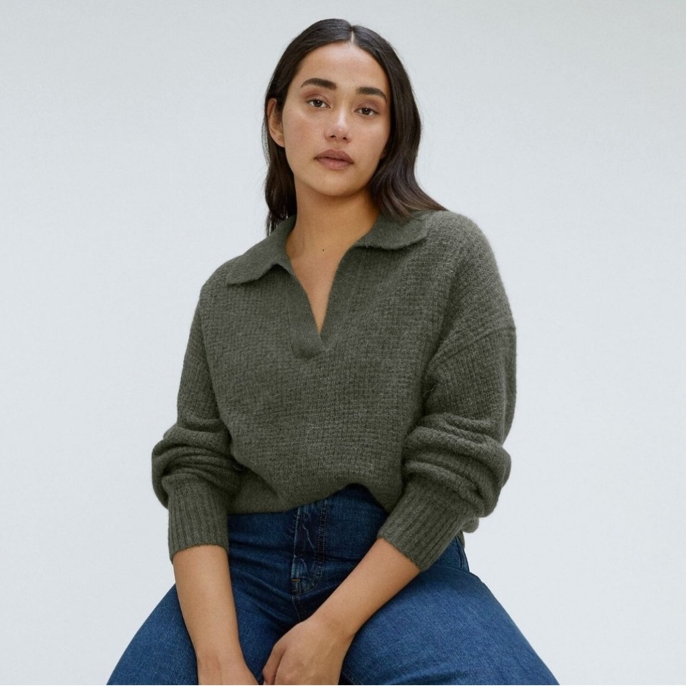 Everlane The Alpaca Waffle Stitch Polo Sweater